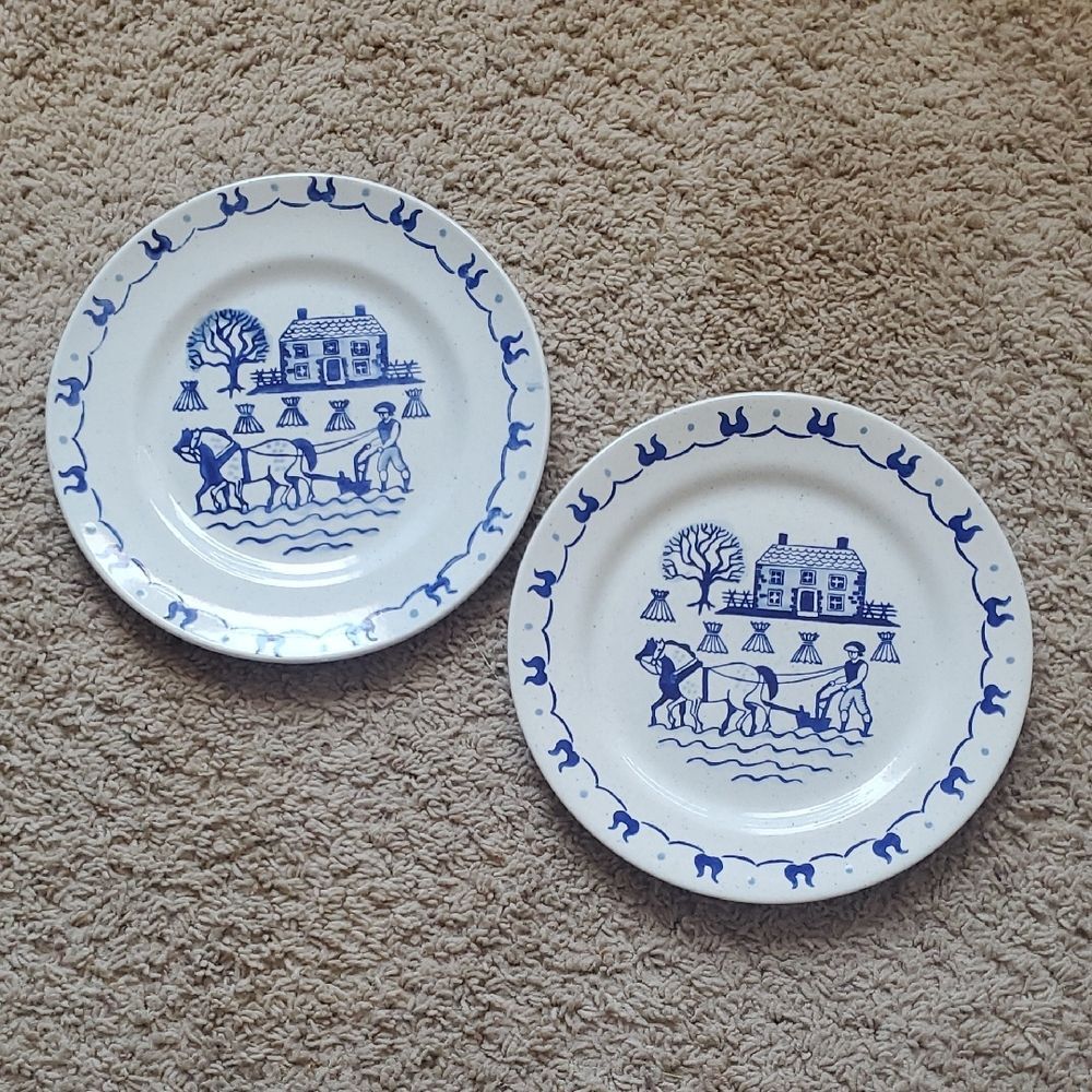 Metlox Poppytrail Provincial Blue HP Dinner Plates - Set of 2 Cottagecore Vintag
